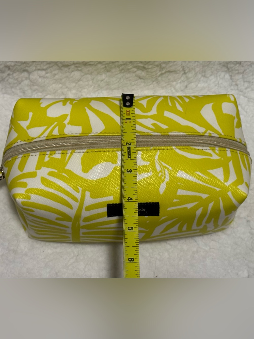 kate spade yellow and white palm print cosmetic pouch - Picture 8 of 8
